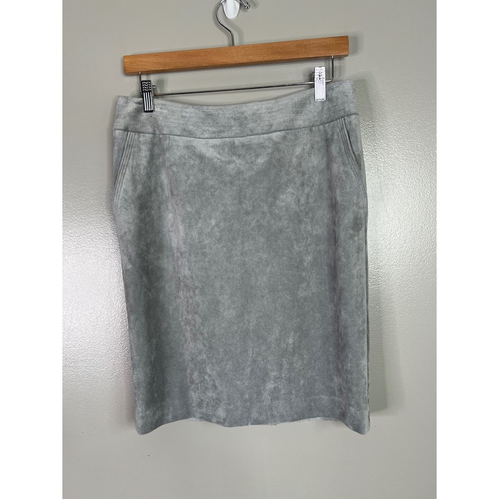 Calvin Klein Grey Faux Suede Pencil Skirt Womens 8 petite office professional - Picture 5 of 10